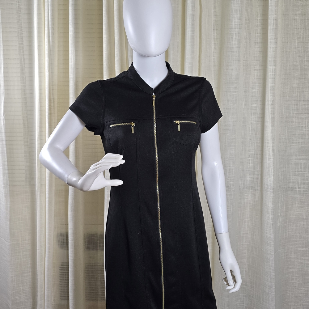 G by Guess Black Mini Dress with Gold Zipper